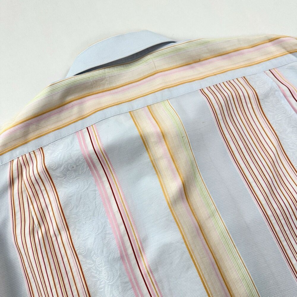Etro Shirt Mens Size 43 Striped Button Up Cotton Quiet Luxury Made in Italy - Picture 5 of 11